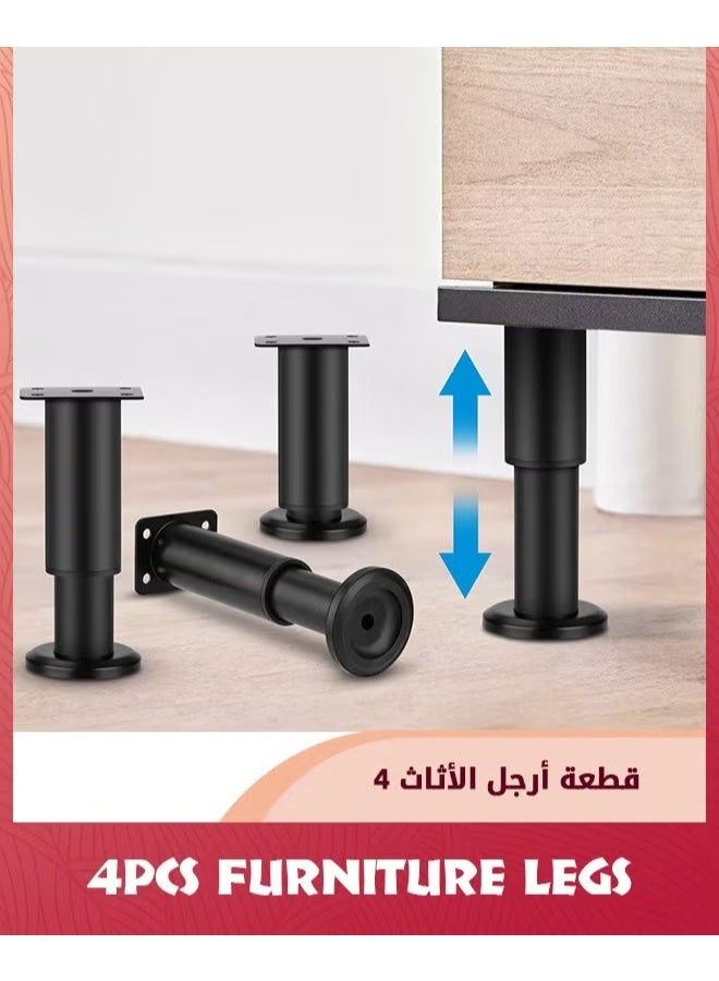 EETU Upgraded Metal Adjustable Furniture Legs,4Pcs Heavy Duty Cabinet Legs Extension For Couch Bed Desk Sofa Table,Replacement Legs For Furniture,Black - Image 5